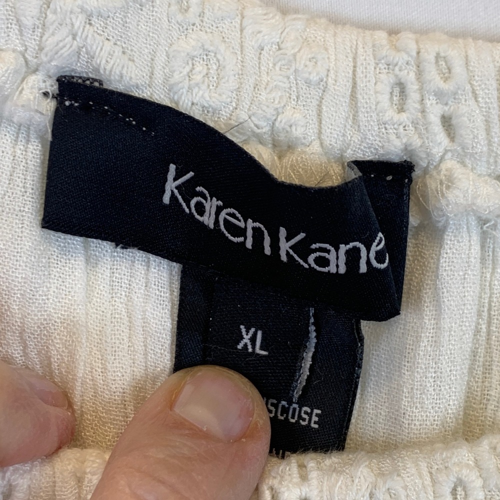 Karen Kane Womens Off White Embroidered Eyelet Off Shoulder Dress XL - Picture 8 of 16